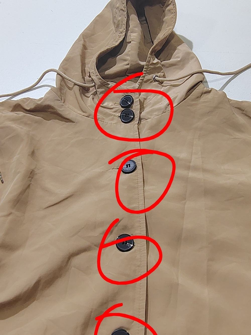 Women's Long Rain Jacket Lightweight Hooded Knee Length Raincoat -camel - Picture 9 of 9
